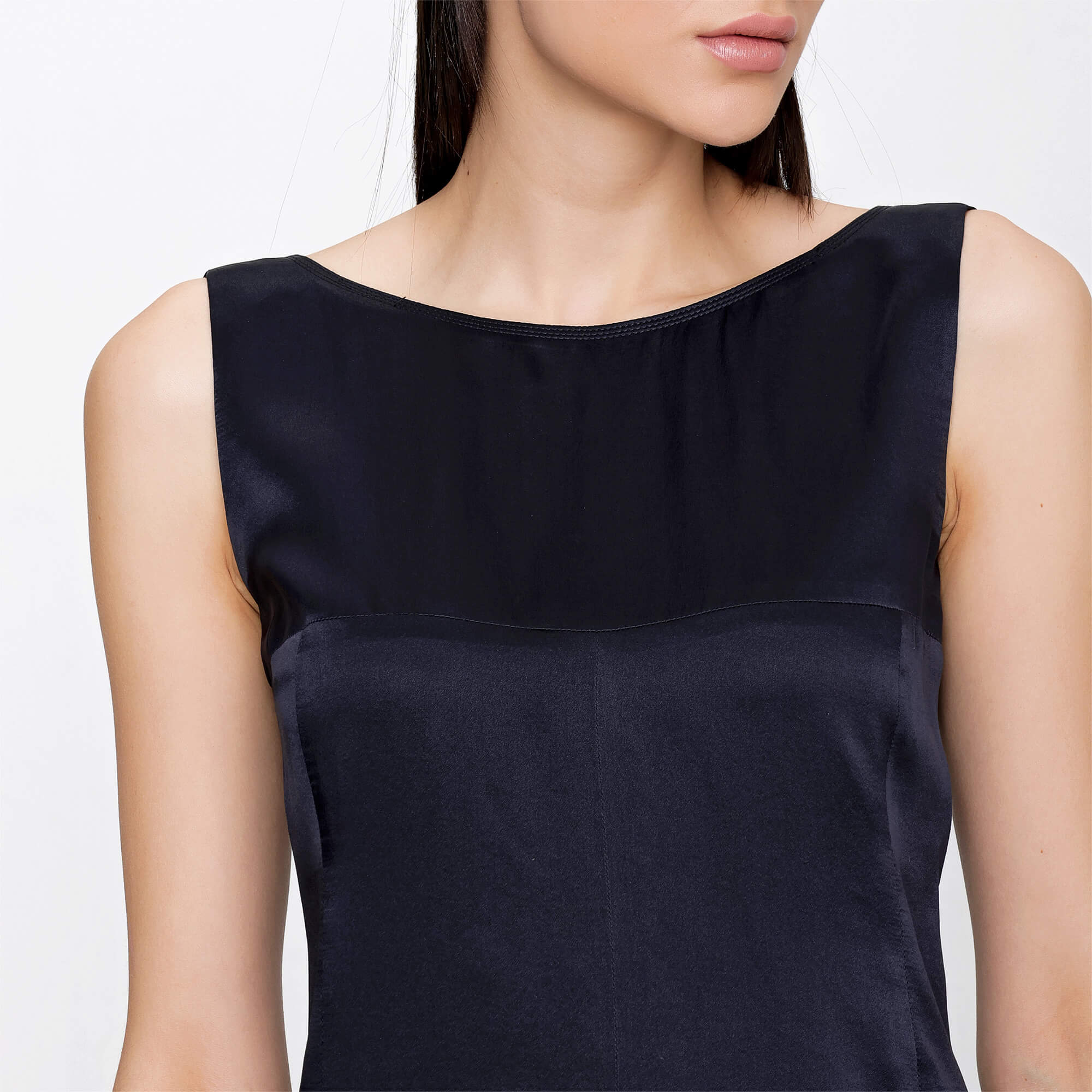 Chanel - Black Silk Thick Straped Blouse 